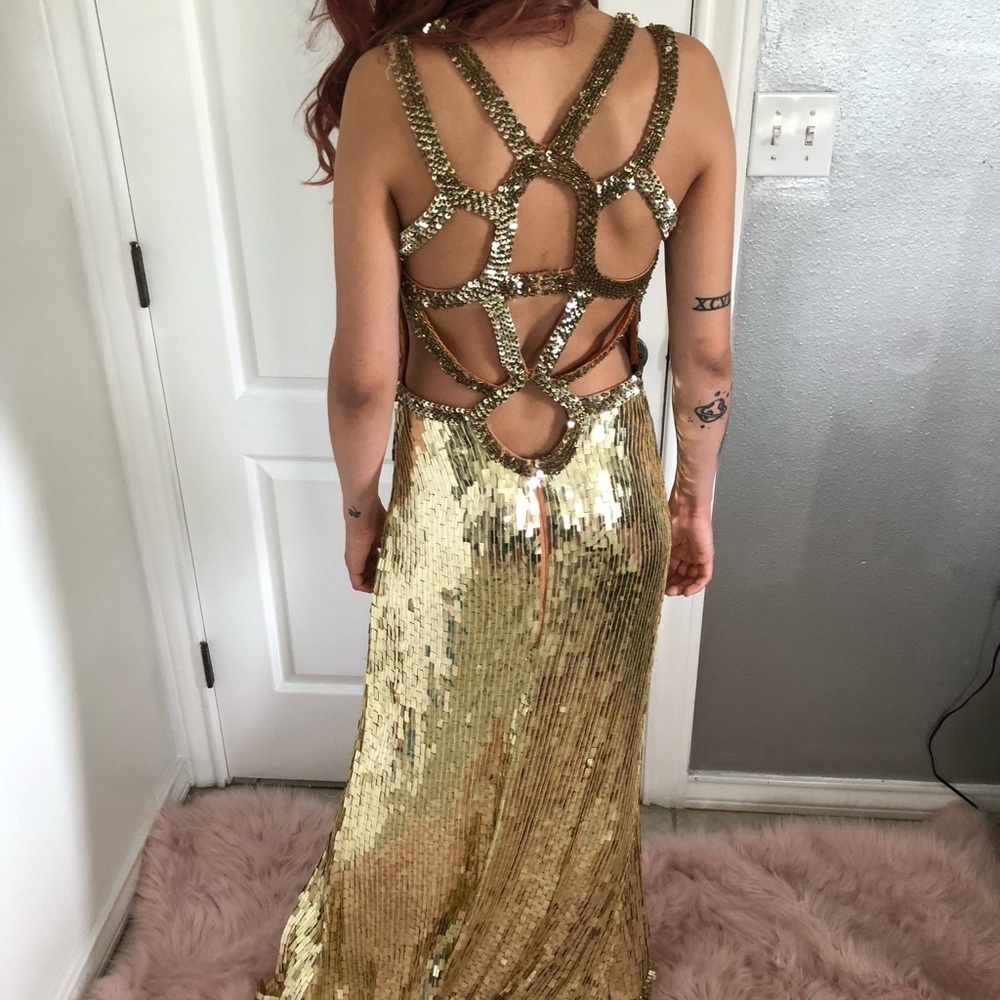 Gold sequins full length gown